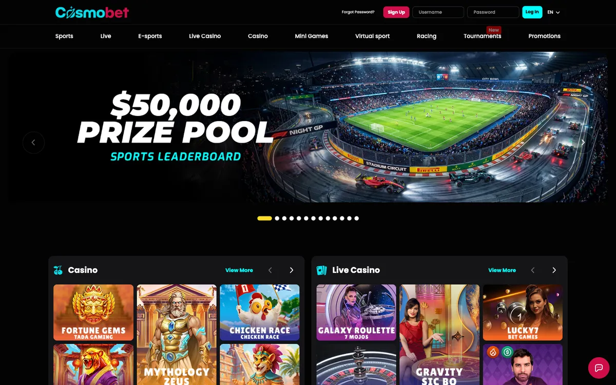 Cosmobet Casino — Sign-up, captured from United Kingdom