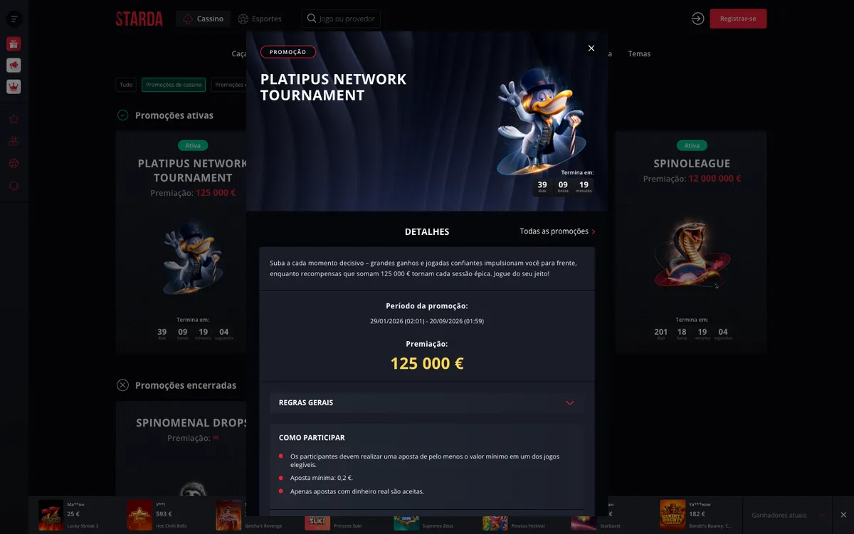 Starda Casino — «Акции», снято из страны Португалия
