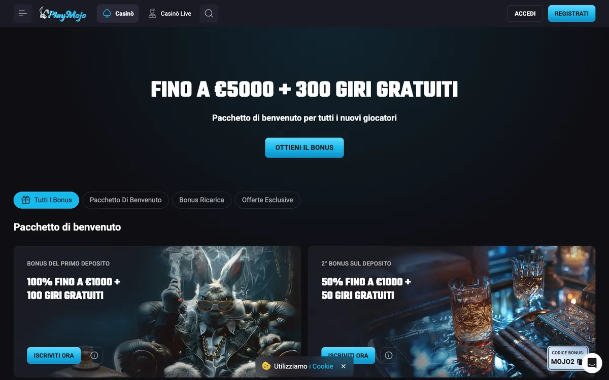 PlayMojo Casino — «Акции», снято из страны Италия