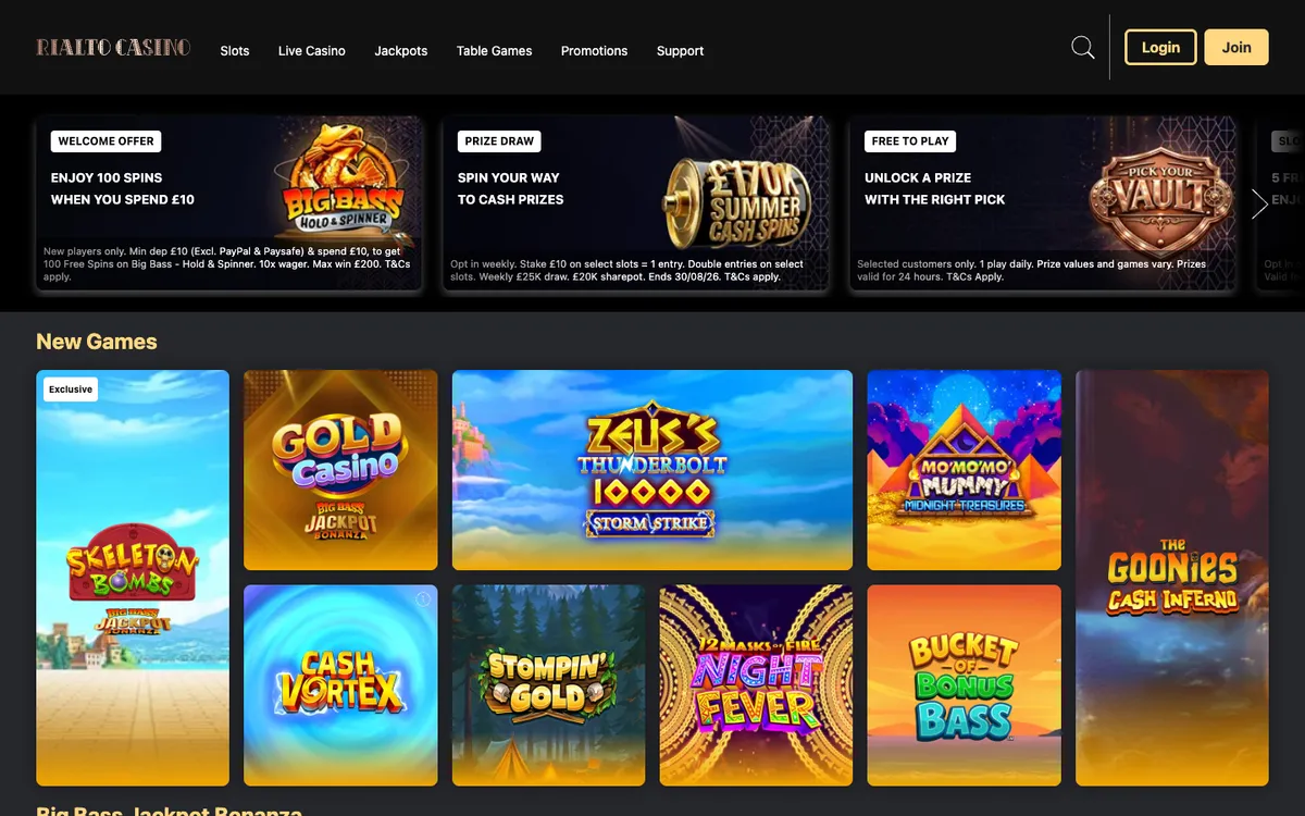 The Rialto Casino — Home page, captured from United Kingdom