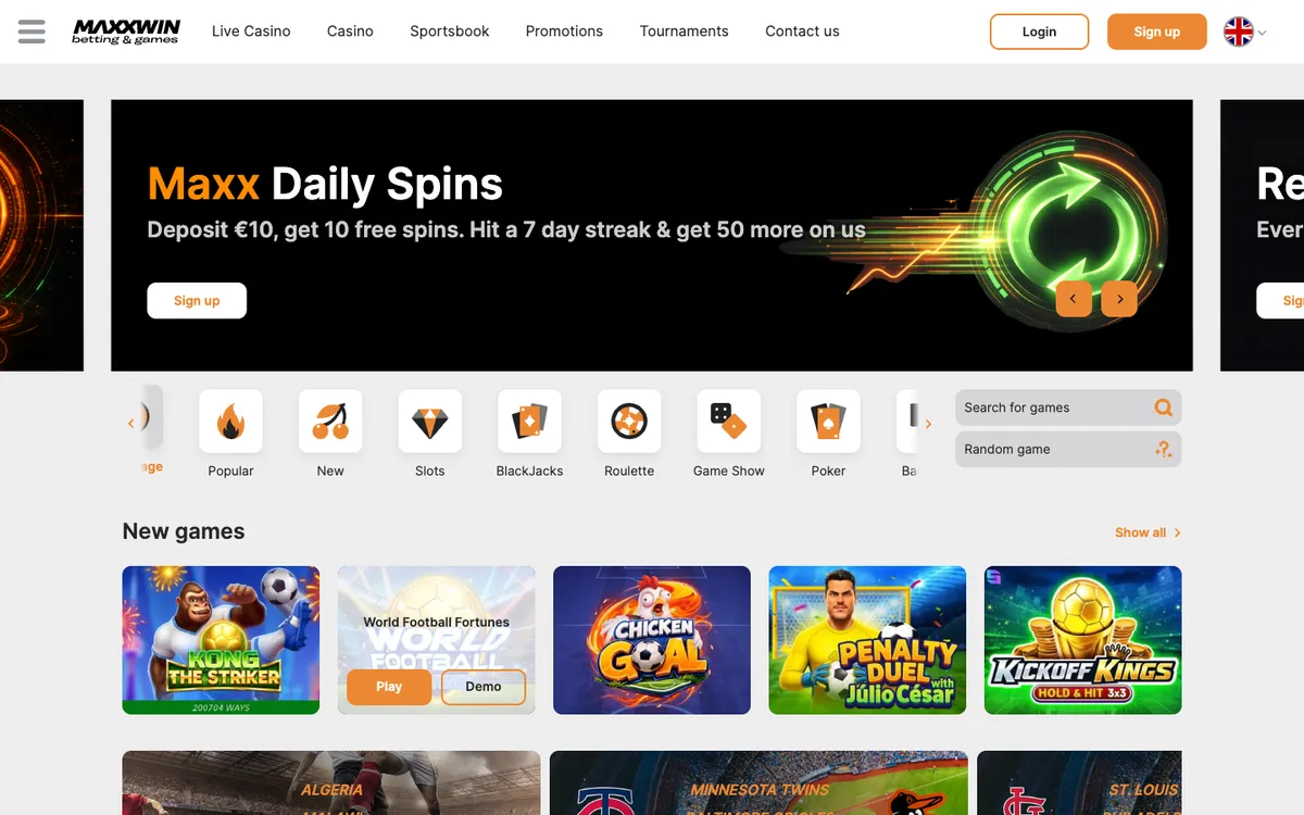 Maxxwin Casino — «Главная», снято из страны Польша