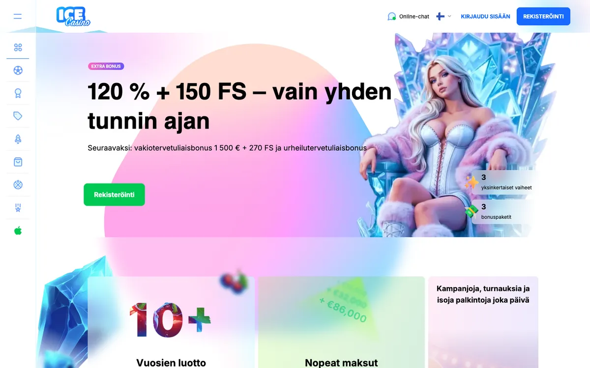 Ice Casino — Home page, captured from Finland