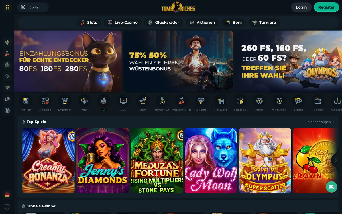 Tomb Riches Casino — «Главная», снято из страны Швейцария