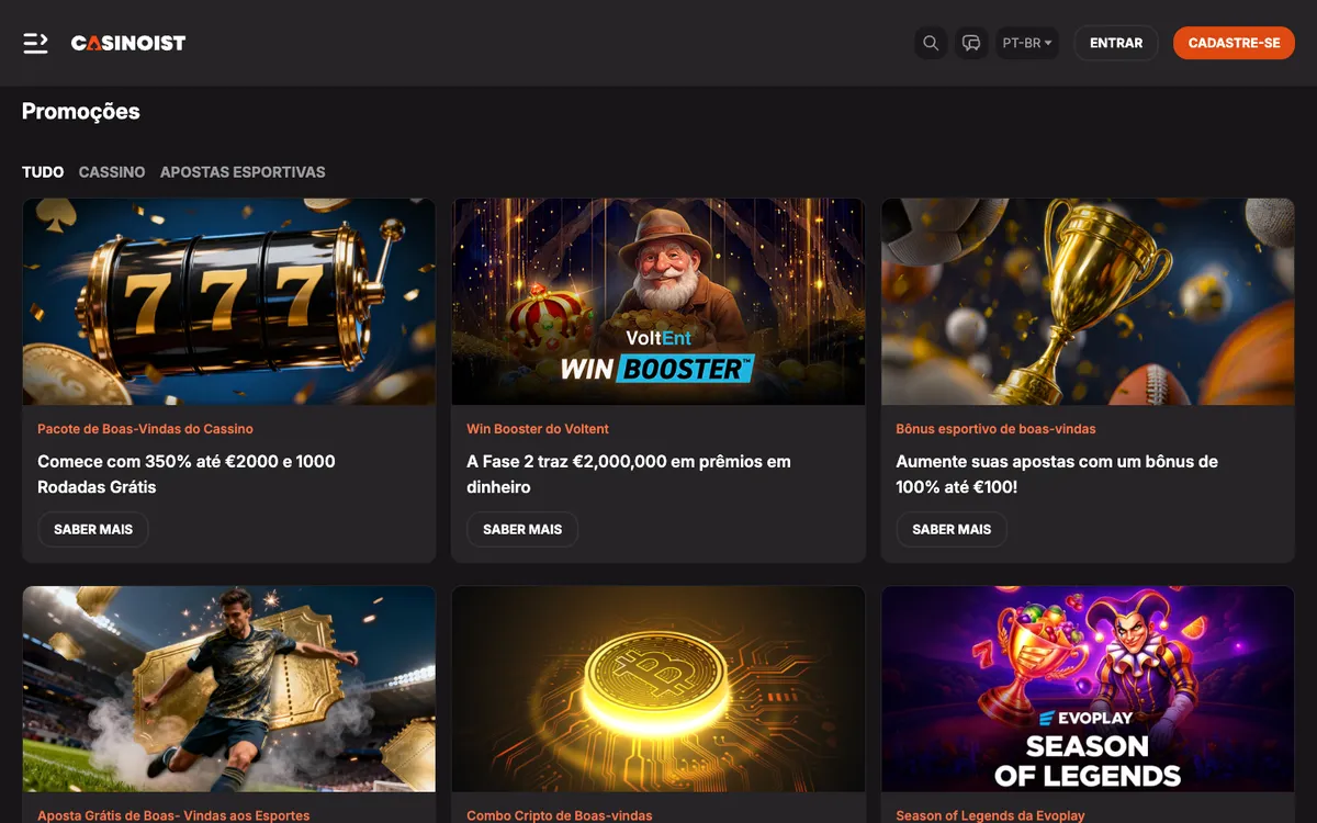 Casinoist Casino — «Акции», снято из страны Бразилия