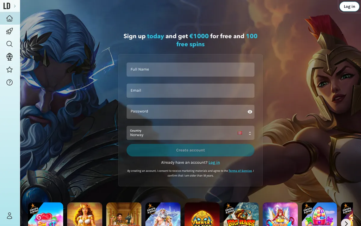 Lucky Days Casino — Home page, captured from Norway
