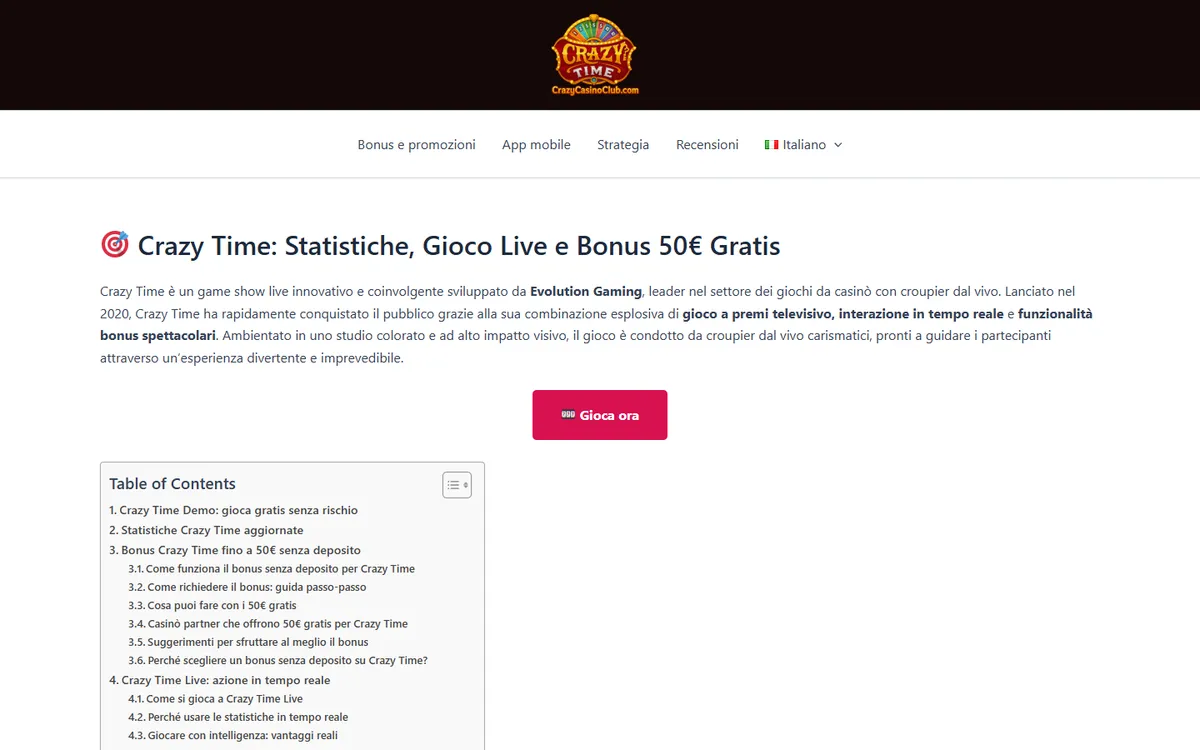 Crazy Casino — Home page, captured from Canada
