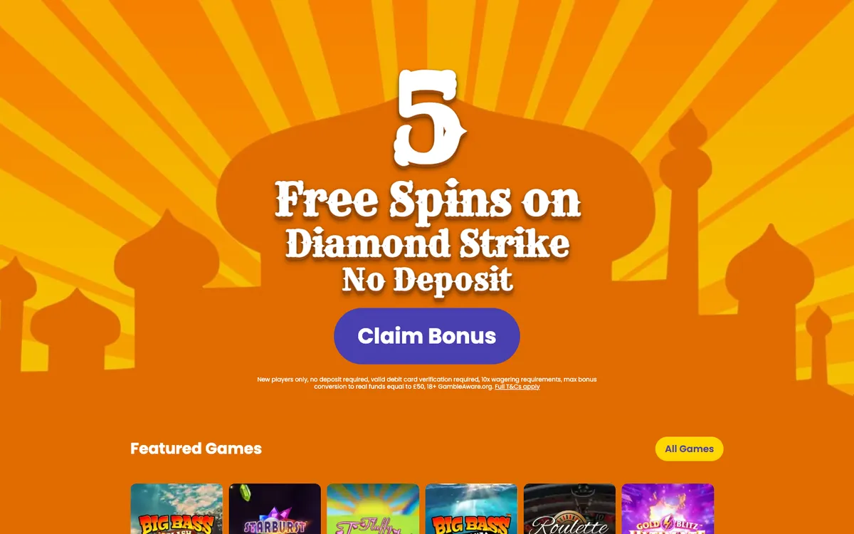 Aladdin Slots Casino — Home page, captured from United Kingdom