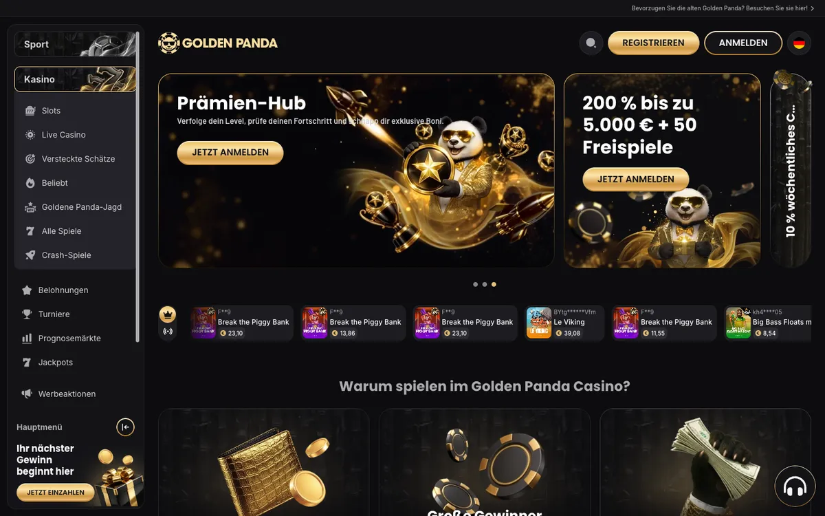 Golden Panda Casino — «Главная», снято из страны Австрия