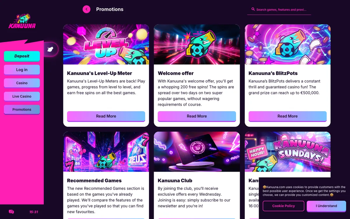 Kanuuna Casino — Promotions, captured from Estonia