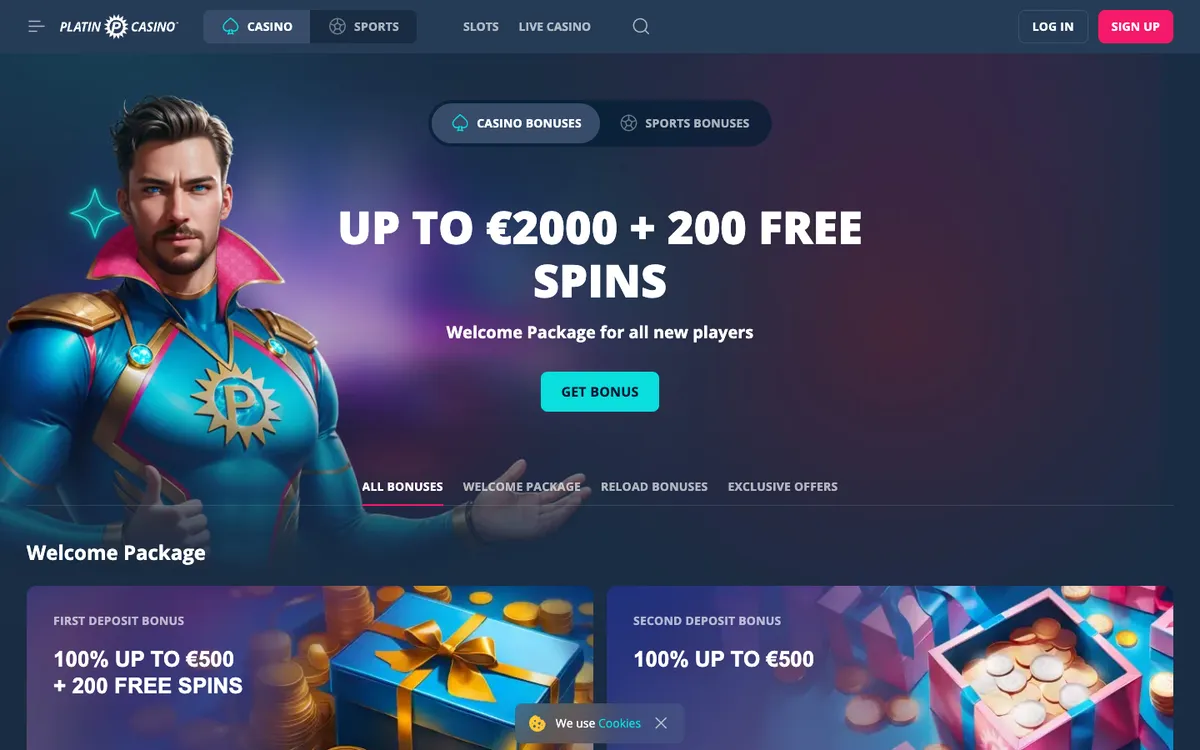 Platincasino — Promotions, captured from Brazil