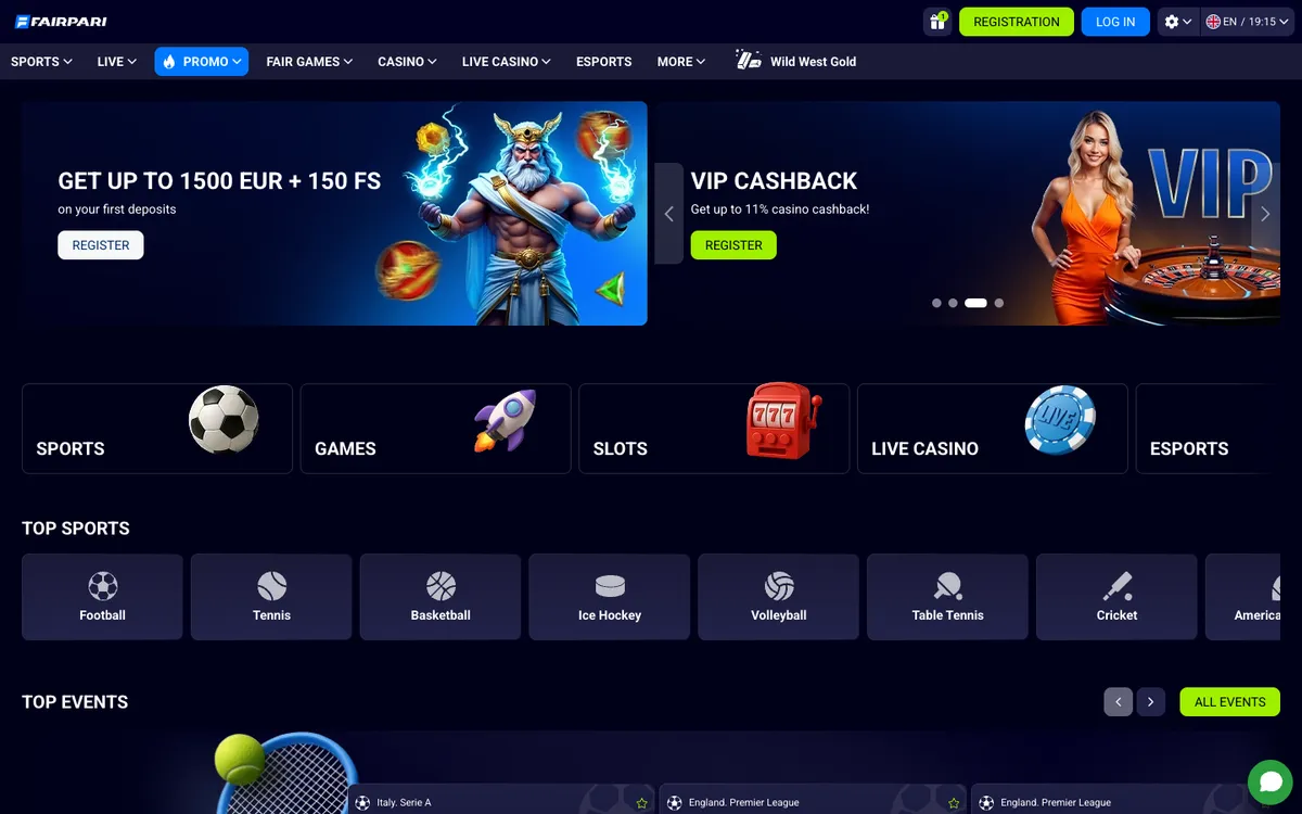 FairPari Casino — «Главная», снято из страны Канада