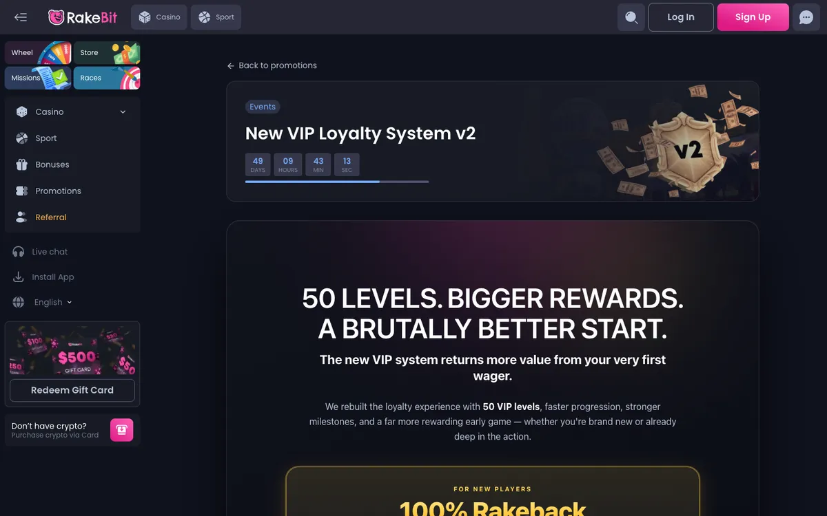 Rakebit Casino — Promotions, captured from Japan