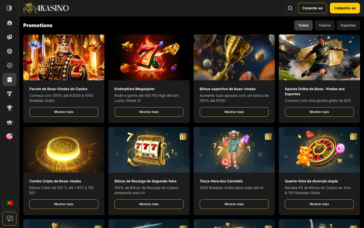 4Kasino Casino — Promotions, captured from Portugal