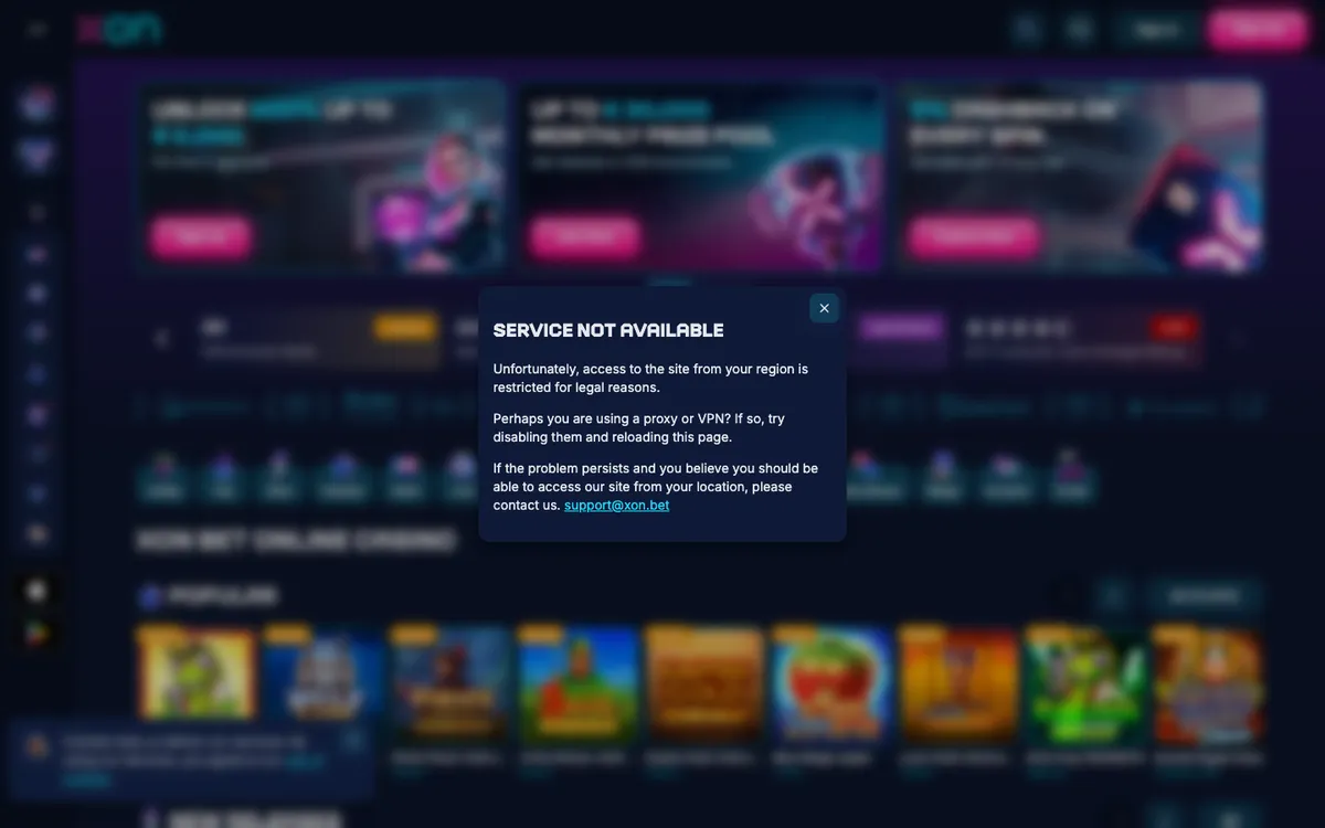 Xon Bet Casino — Sign-up, captured from Czechia