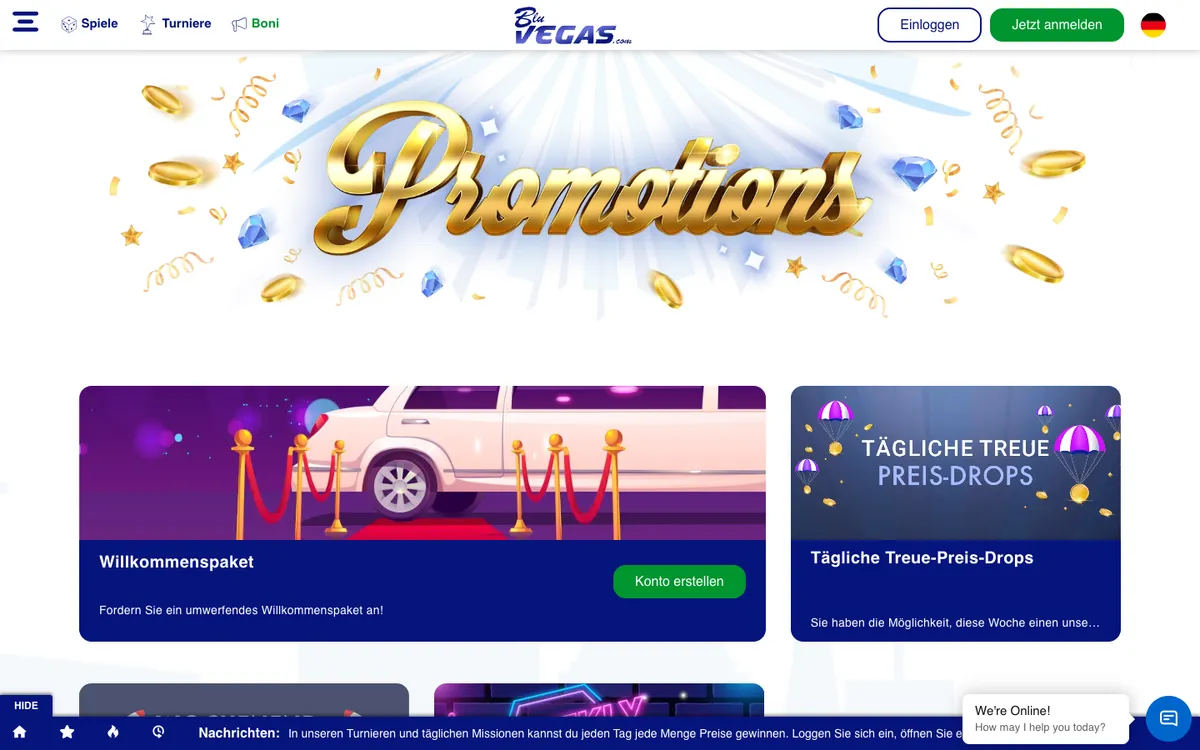 BluVegas Casino — «Акции», снято из страны Германия