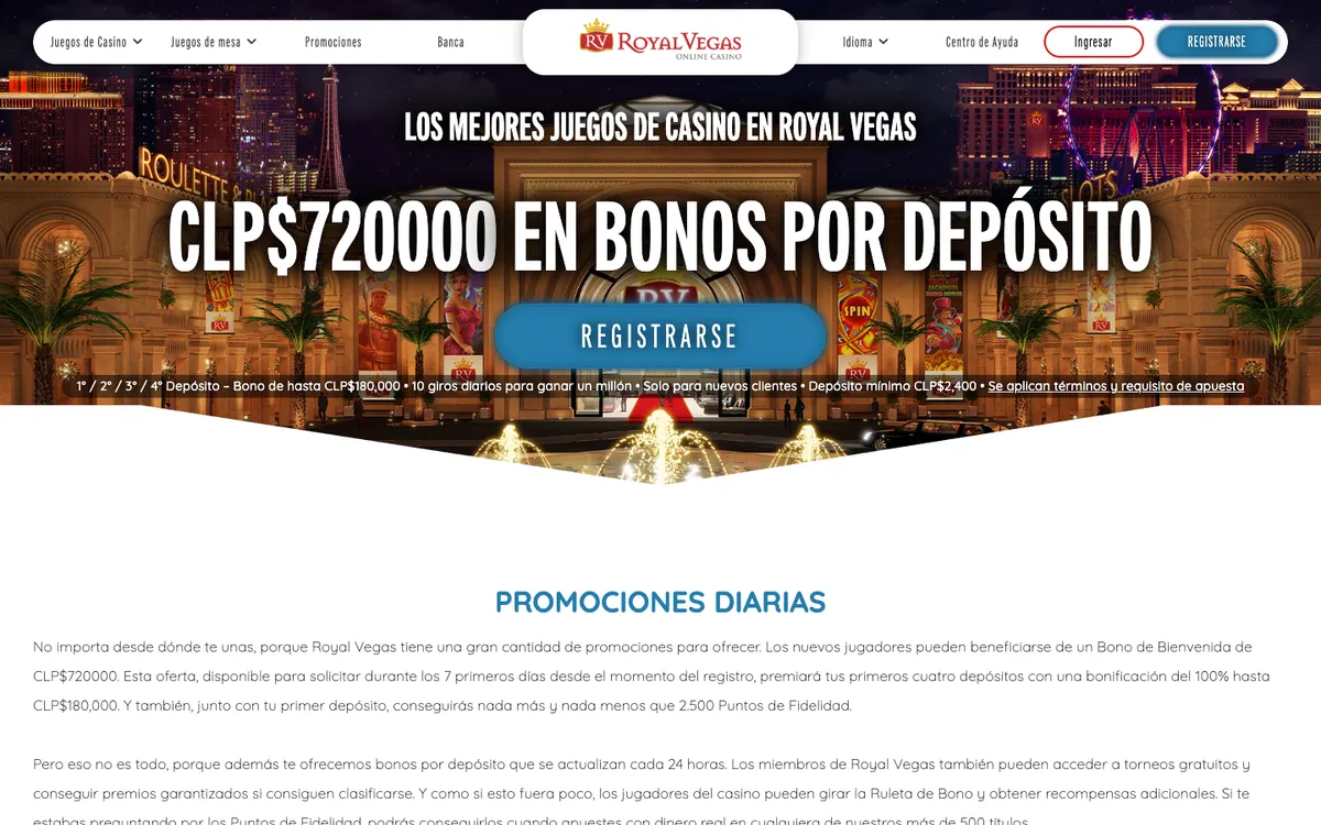 Royal Vegas Casino — Promotions, captured from Chile