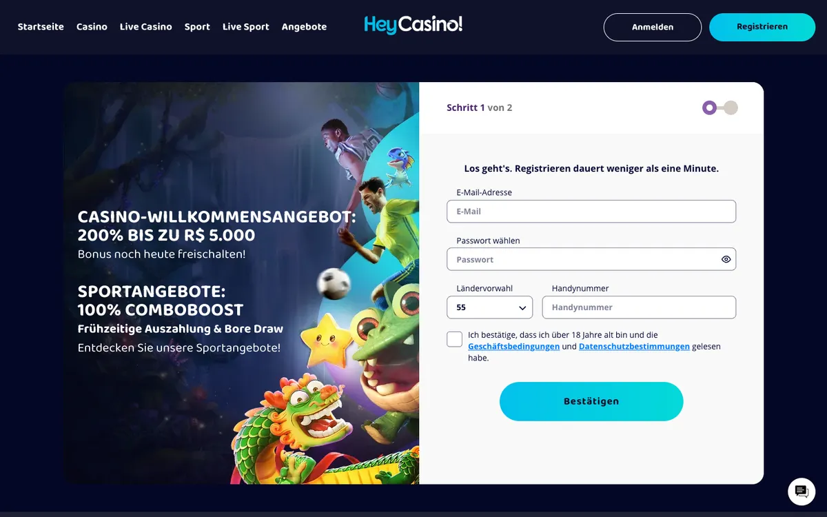 HeyCasino! — Sign-up, captured from Austria