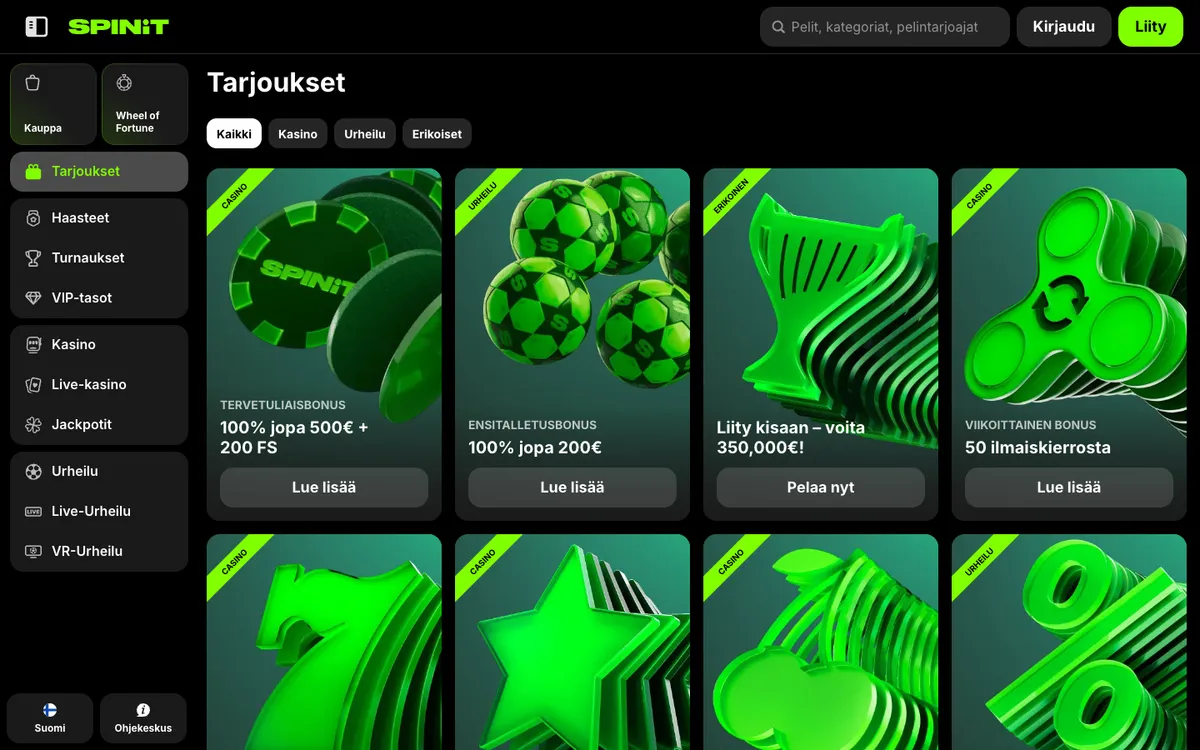 Spinit Casino — Promotions, captured from Finland
