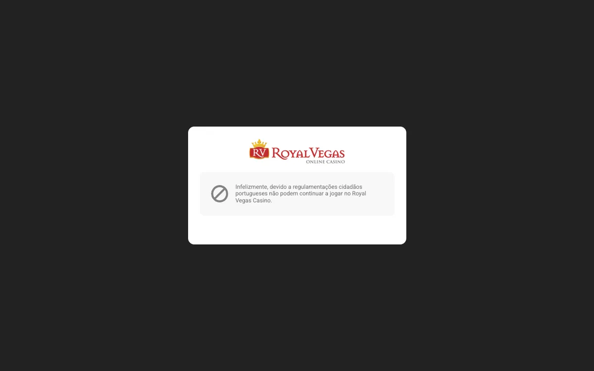 Royal Vegas Casino — Sign-up, captured from Portugal