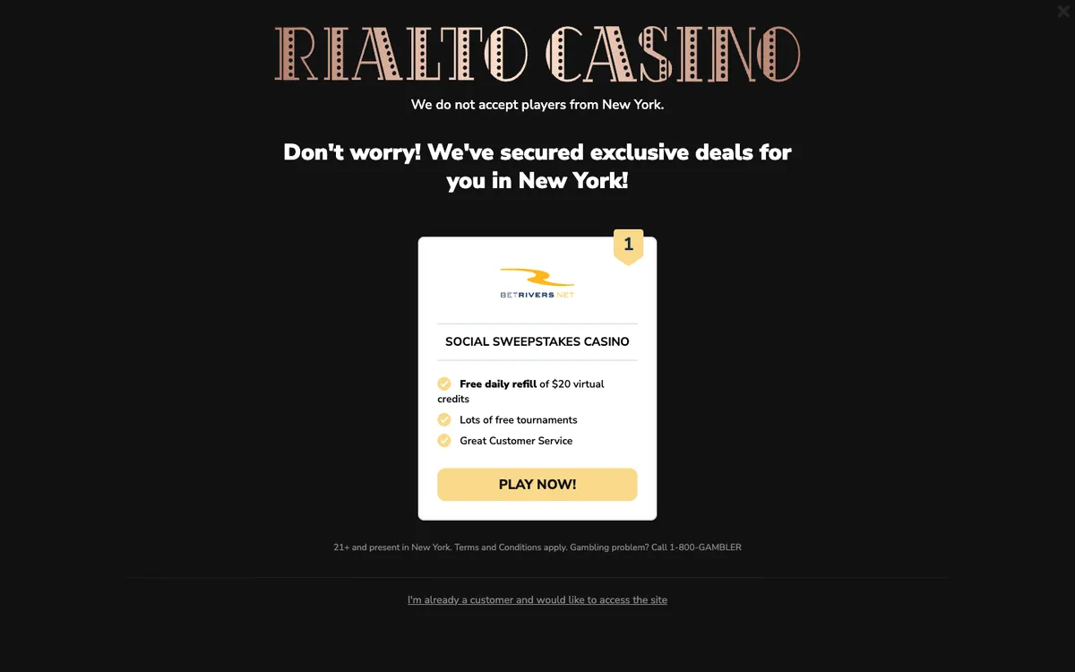 Rialto Casino — Home page, captured from United States
