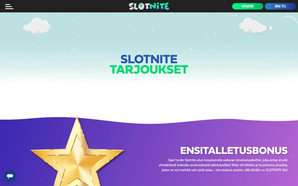 Slotnite Casino — «Акции», снято из страны Финляндия
