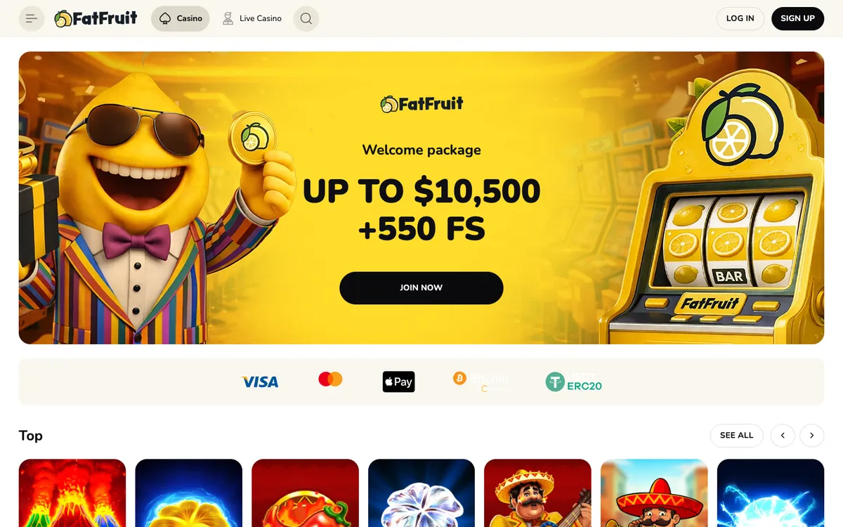 FatFruit Casino — «Главная», снято из страны Австралия