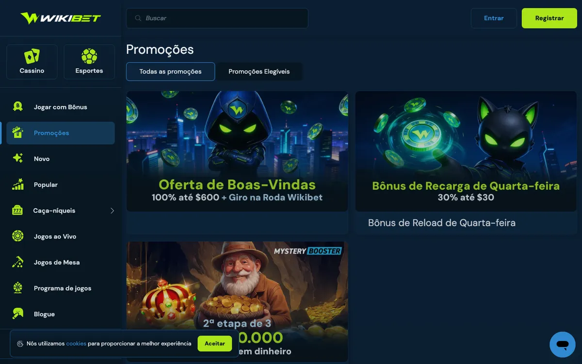 Wikibet Casino — Promotions, captured from Finland