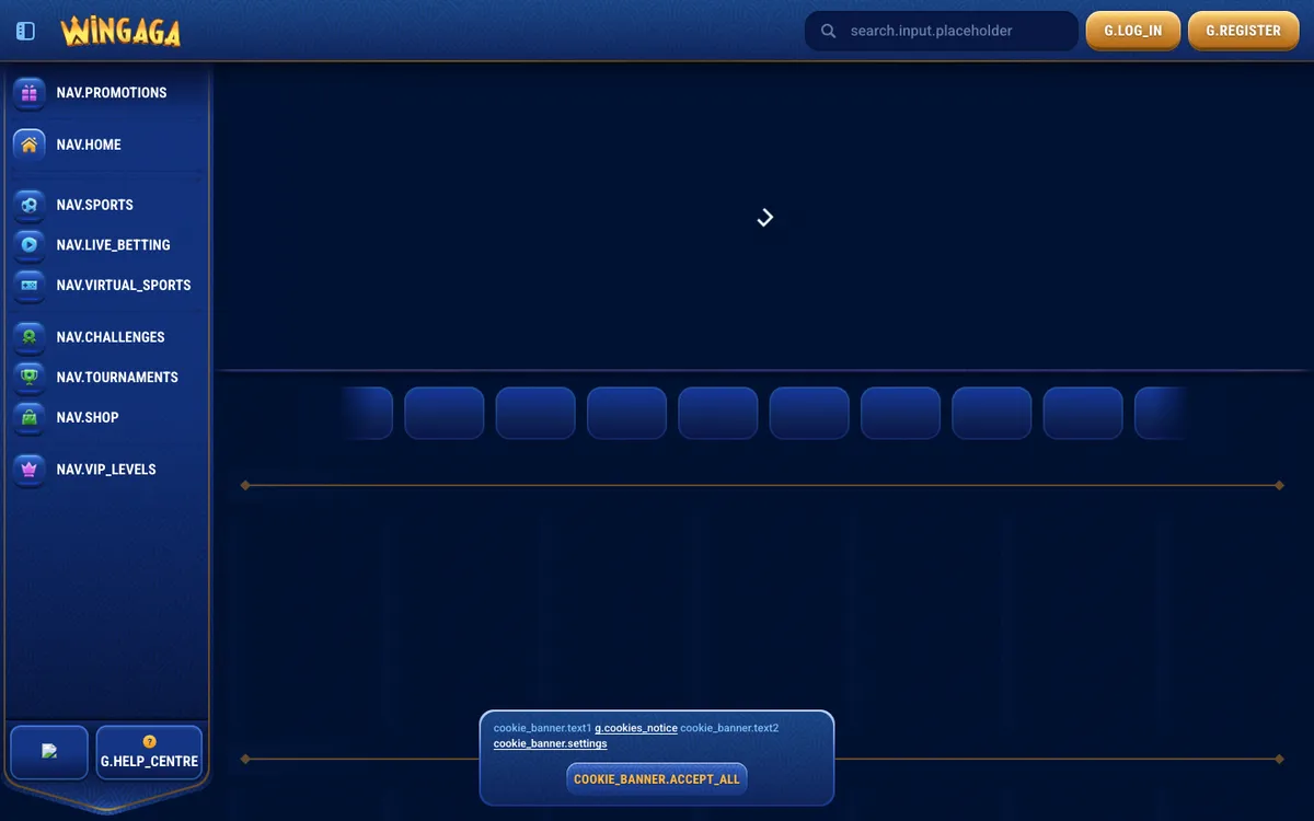 WinGaga Casino — «Главная», снято из страны Новая Зеландия