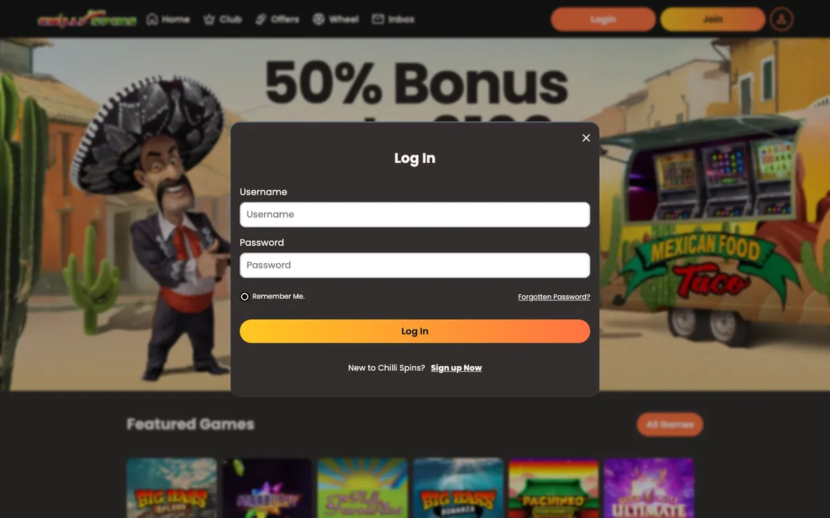 Chilli Spins Casino — Sign-up, captured from Chile