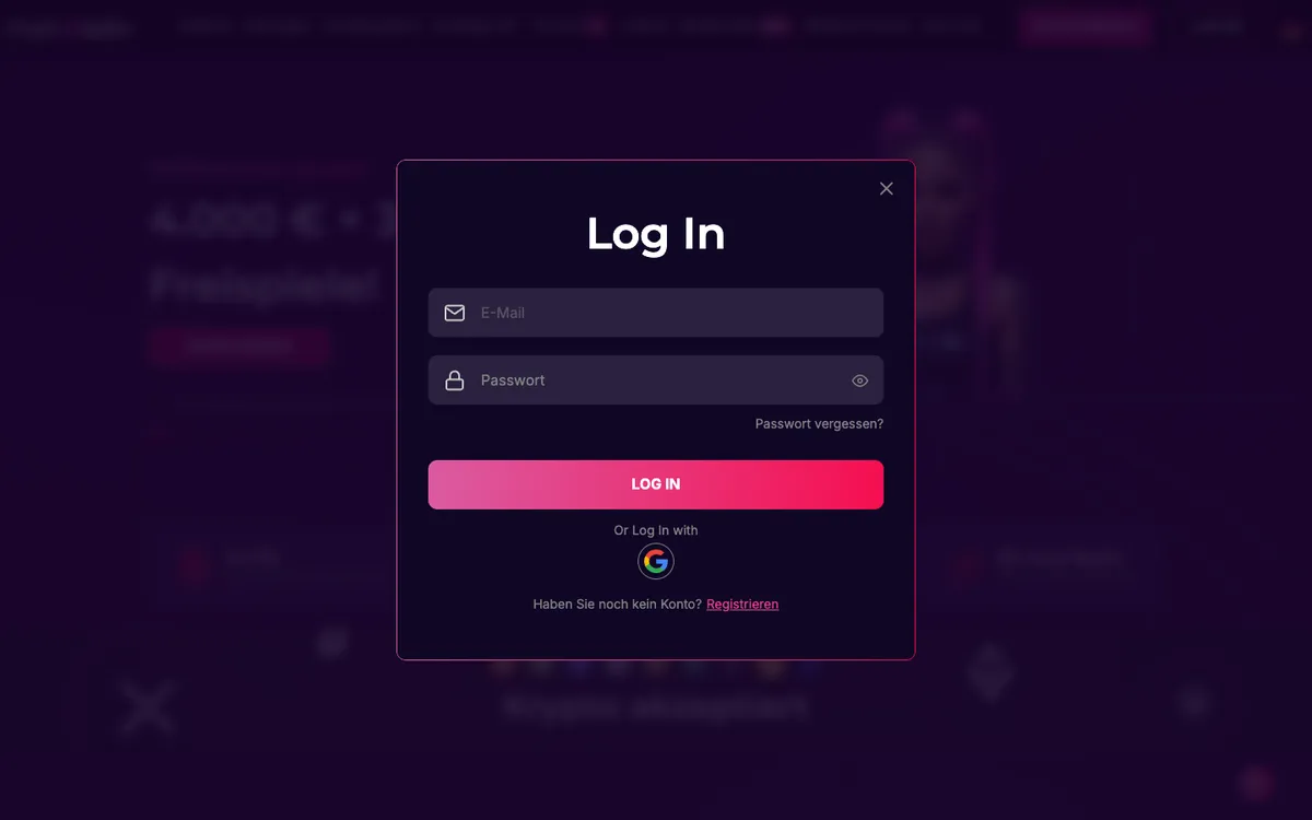 Run4Win Casino — Sign-up, captured from Austria