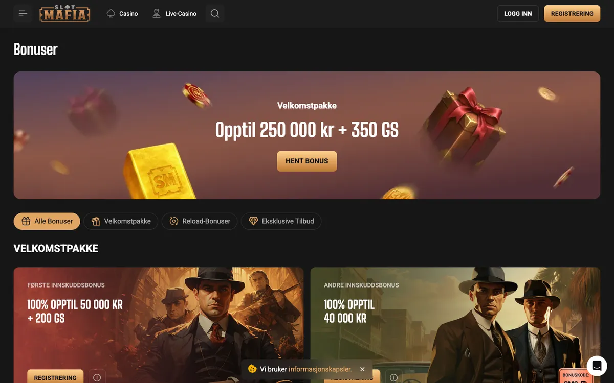 Slot Mafia Casino — Promotions, captured from Norway