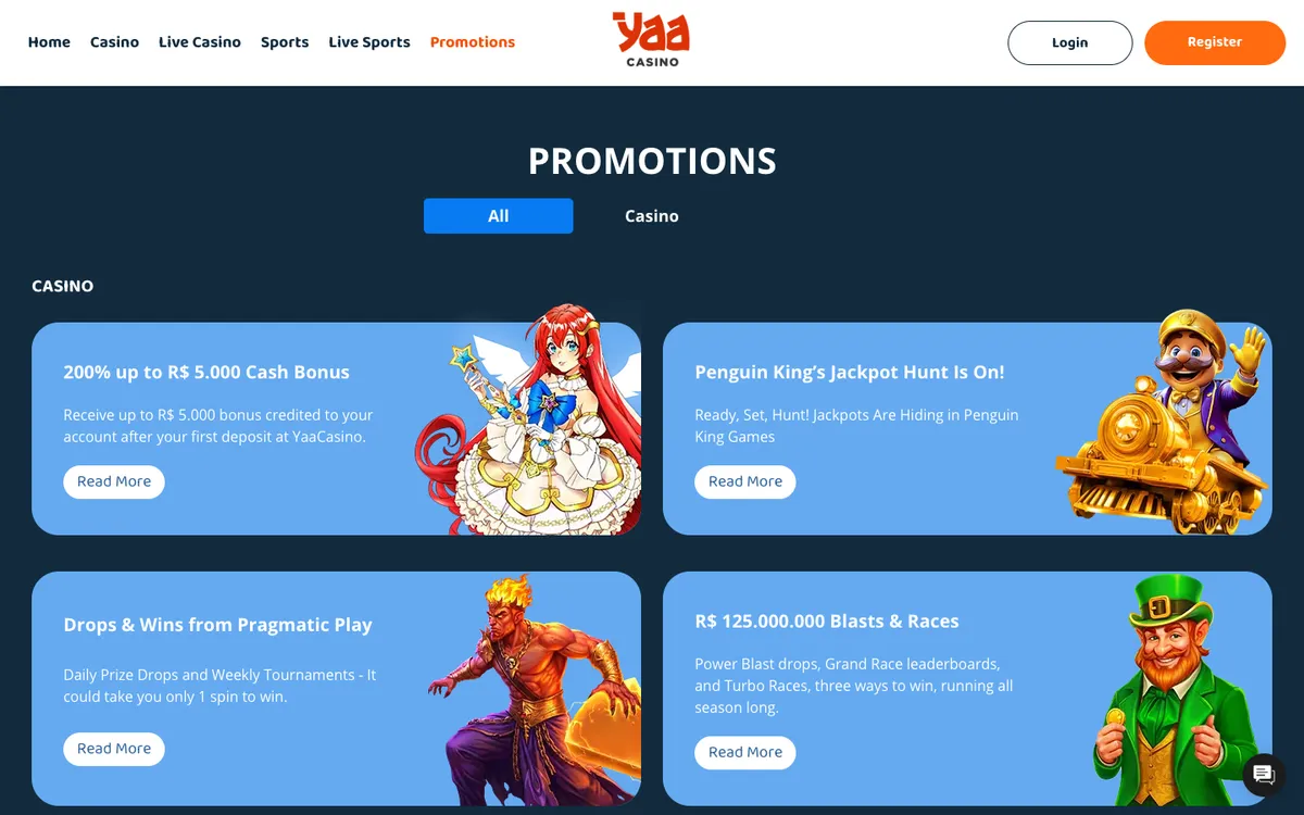 YaaCasino — Promotions, captured from Belgium