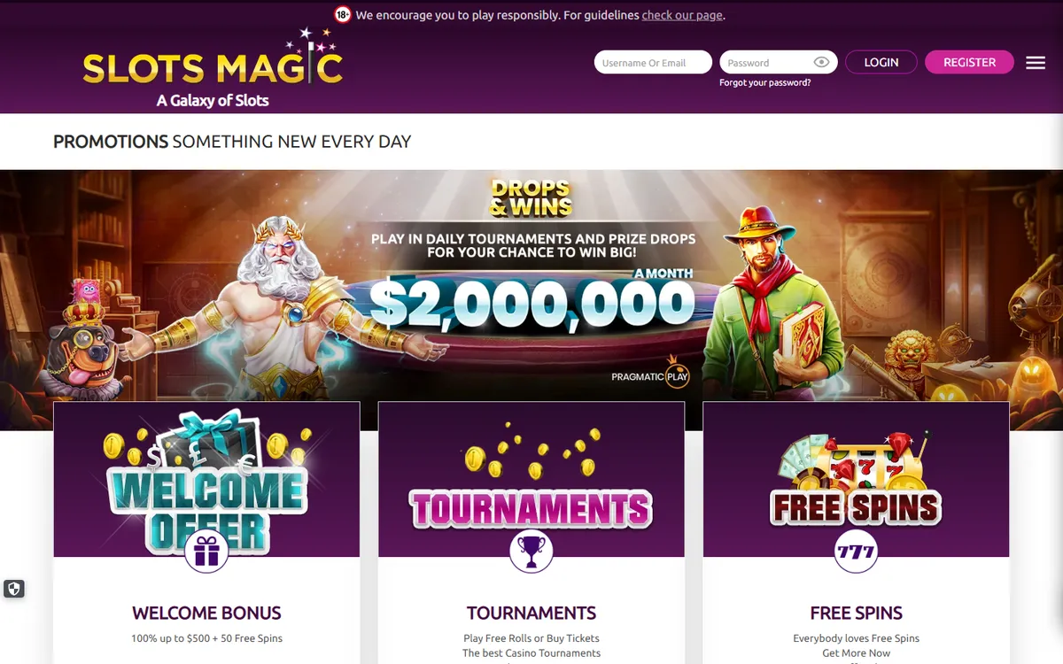 Slots Magic Casino — Promotions, captured from Canada