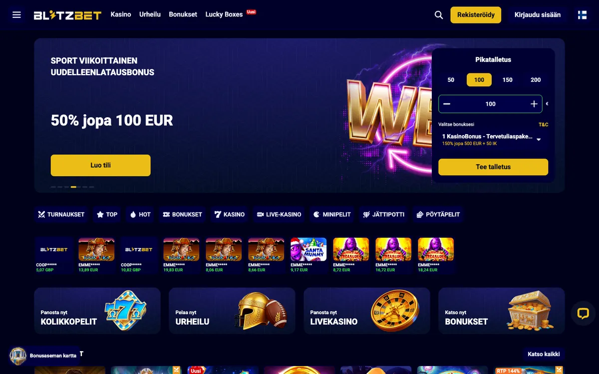 Blitz-bet Casino — «Главная», снято из страны Финляндия