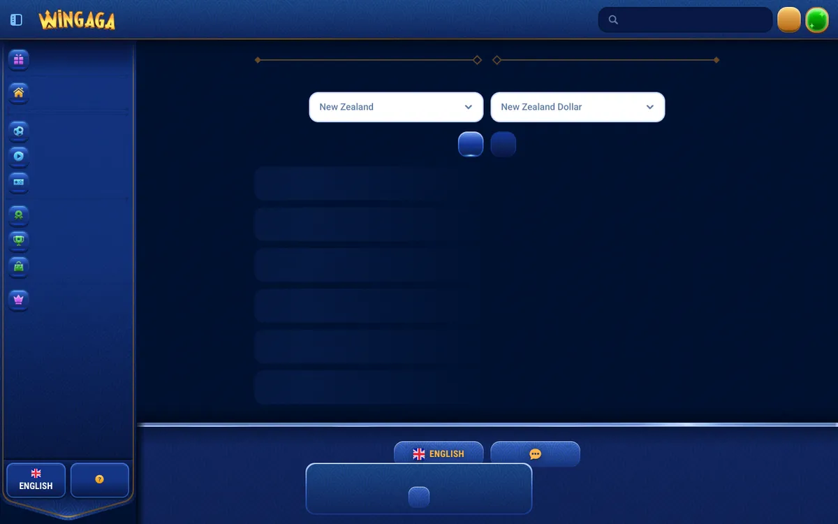 WinGaga Casino — «Платежи», снято из страны Новая Зеландия