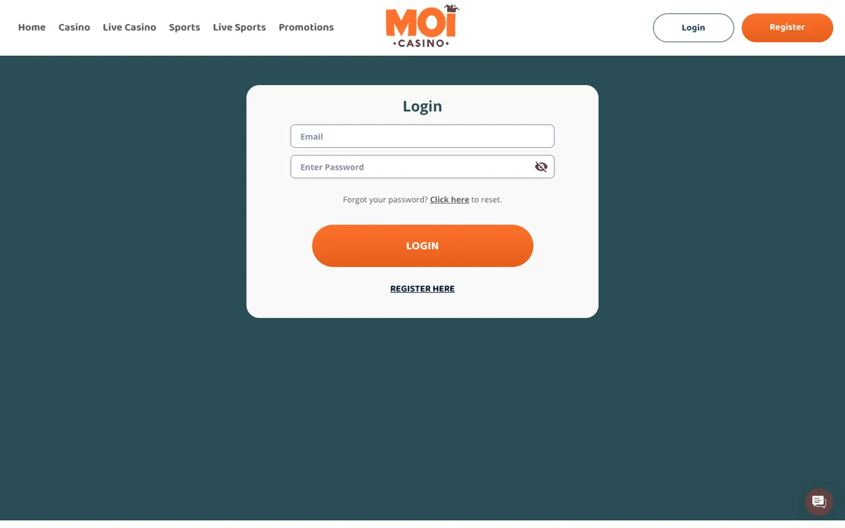 MoiCasino — Sign-up, captured from Belgium