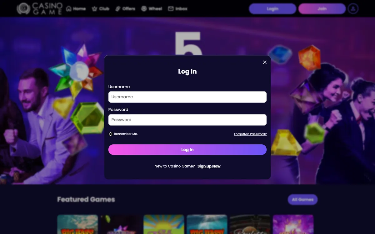 Casino Game — Sign-up, captured from United Kingdom
