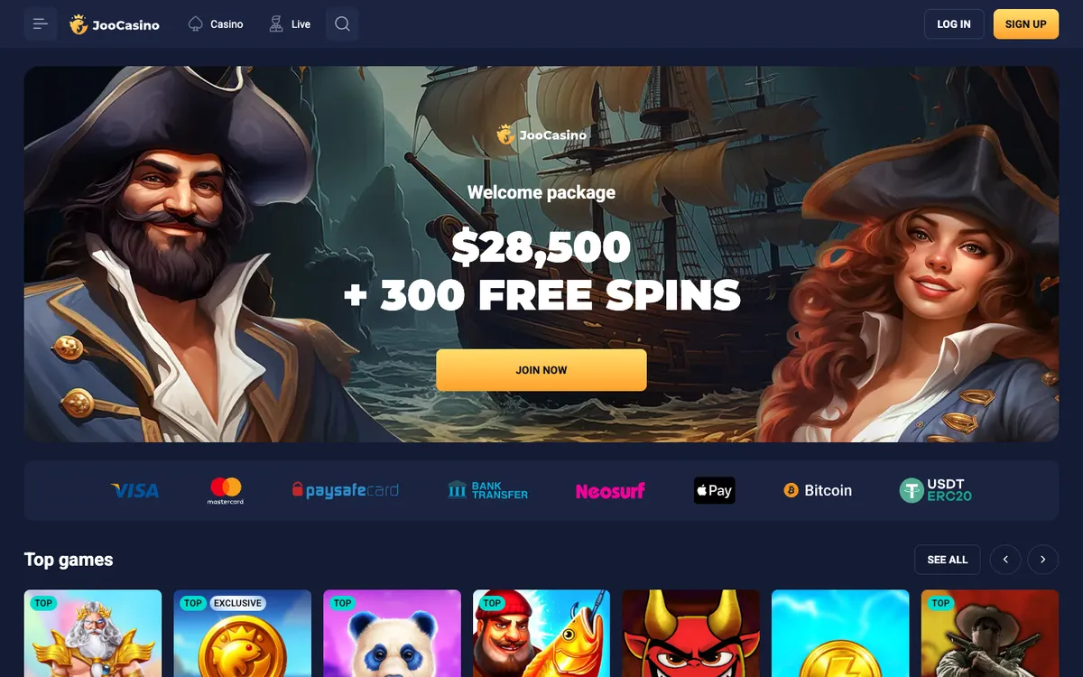 Joo Casino — «Главная», снято из страны Канада