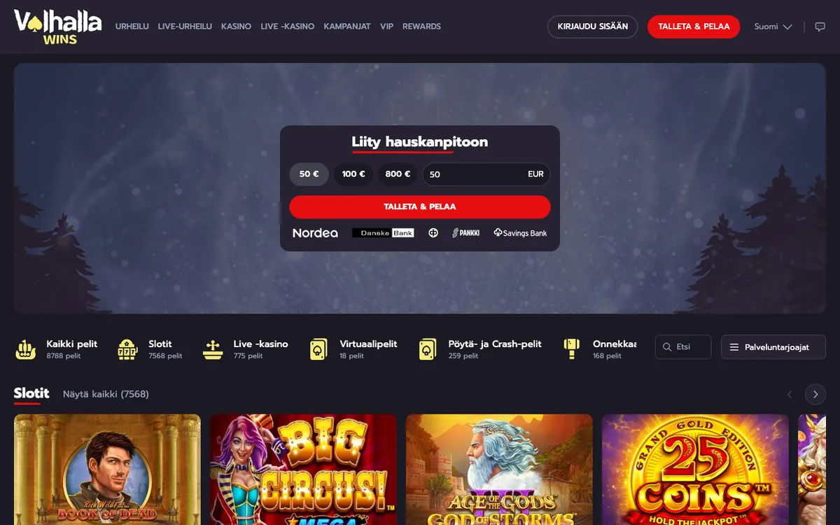 Valhalla Wins Casino — «Главная», снято из страны Финляндия
