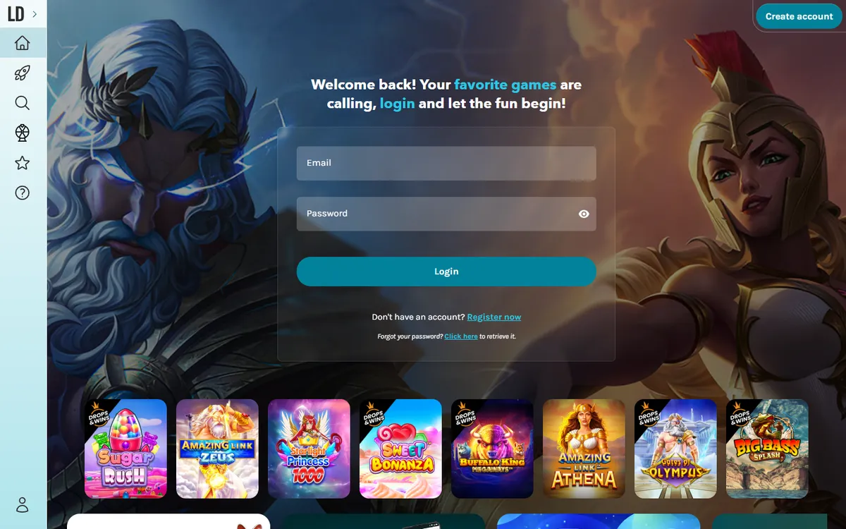 Lucky Days Casino — Sign-up, captured from Canada