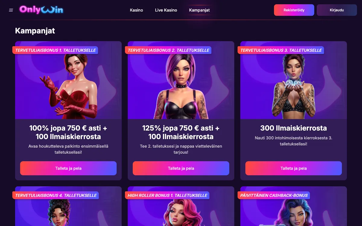 Only Win Casino — Promotions, captured from Finland