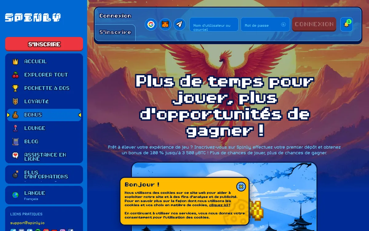 Spinly Casino — Promotions, captured from France