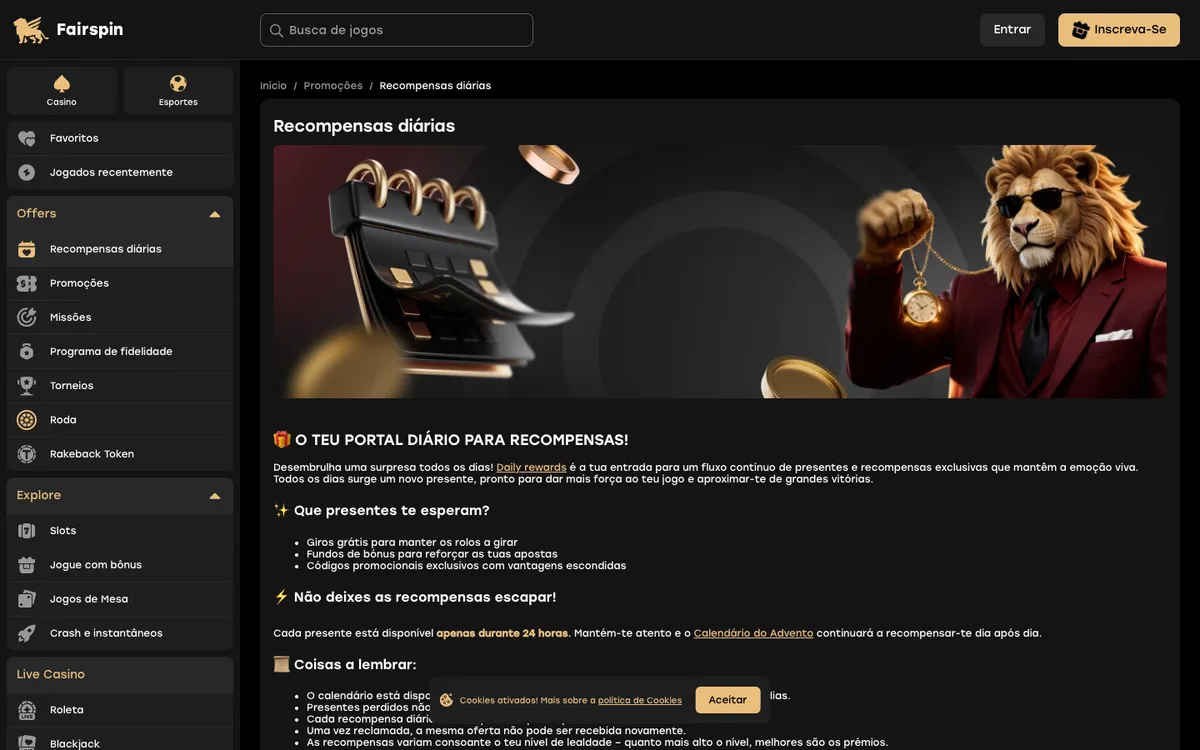 Fairspin Casino — Promotions, captured from Portugal