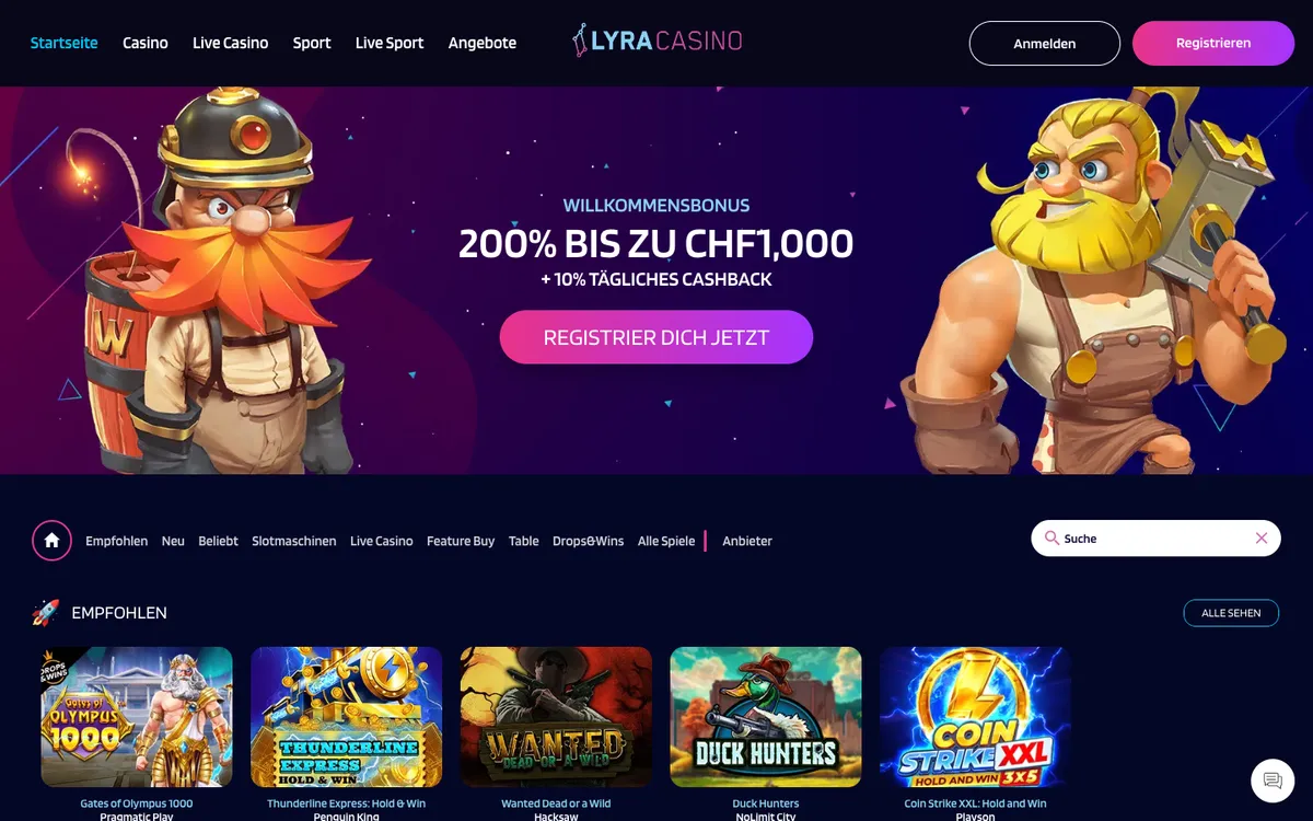 LyraCasino — «Главная», снято из страны Швейцария