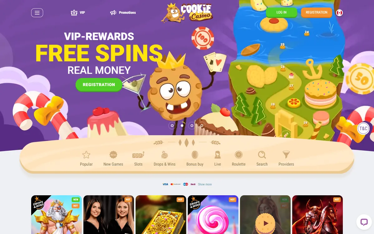 CookieCasino — Home page, captured from Canada