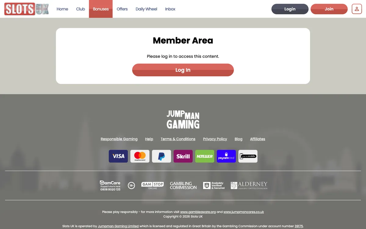 SlotsUK Casino — Promotions, captured from United Kingdom