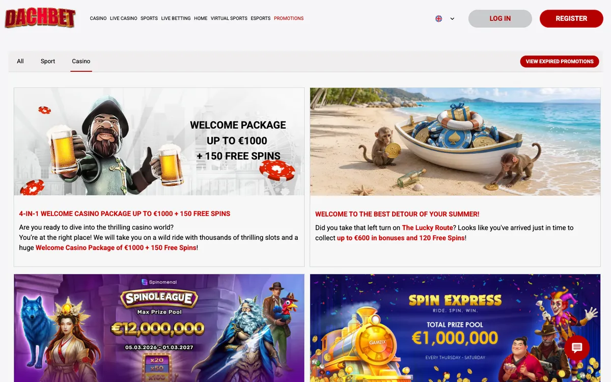 Dachbet Casino — Promotions, captured from South Africa