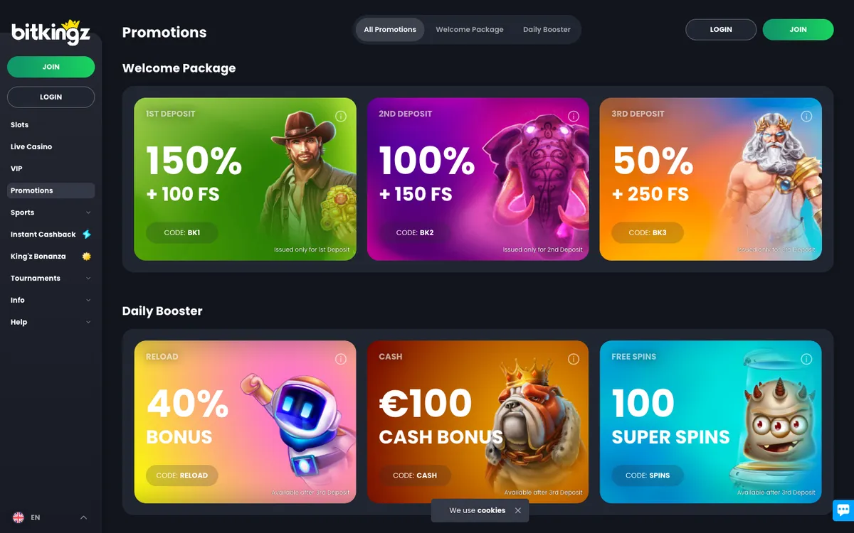Bitkingz Casino — «Акции», снято из страны Норвегия