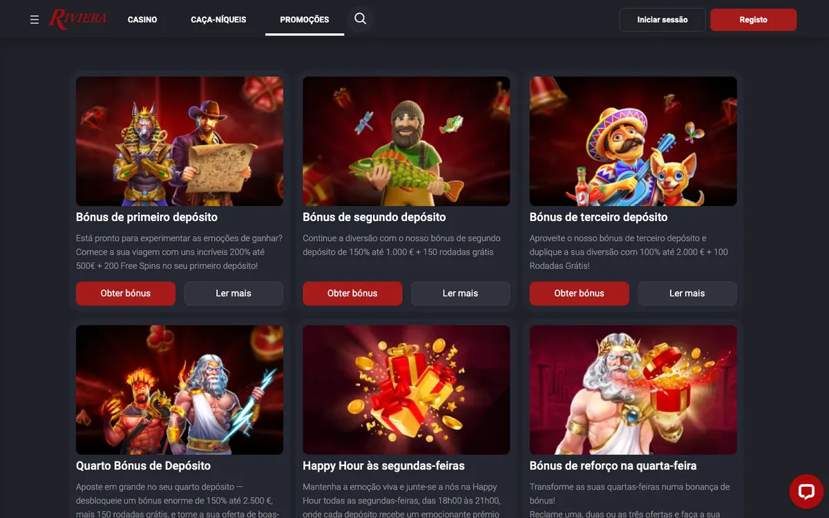 Riviera Casino — Promotions, captured from Portugal