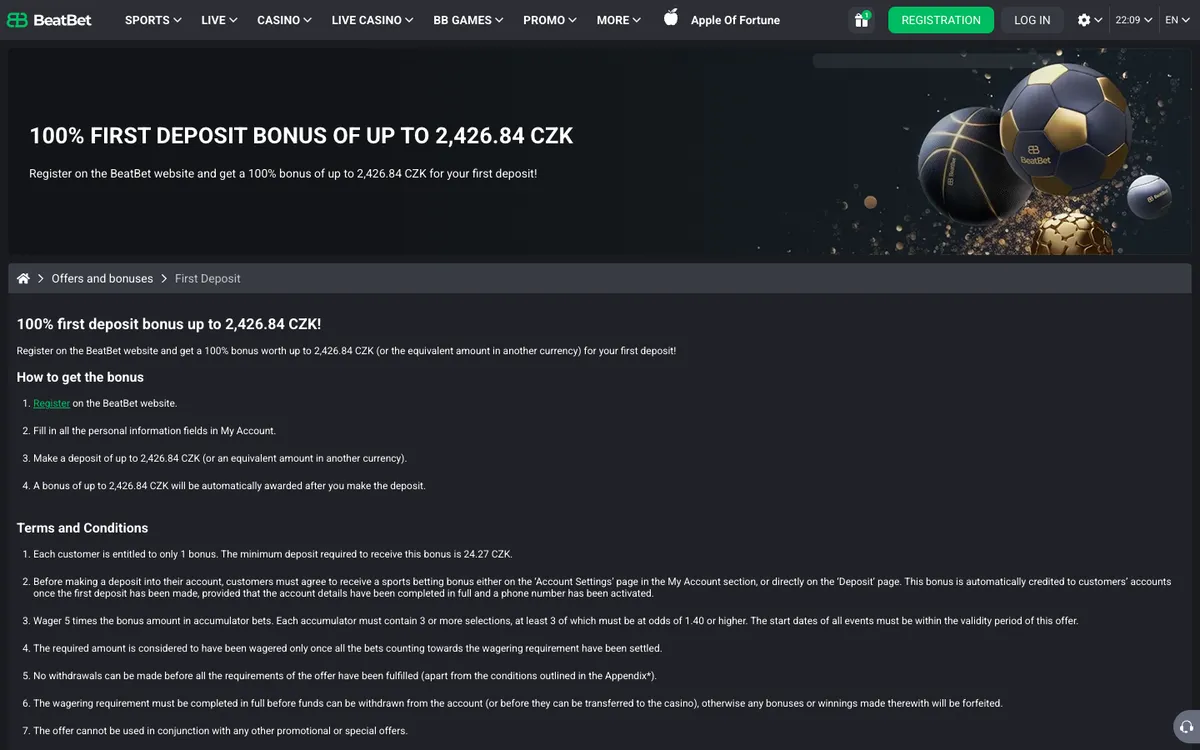 BeatBet Casino — Sign-up, captured from Czechia
